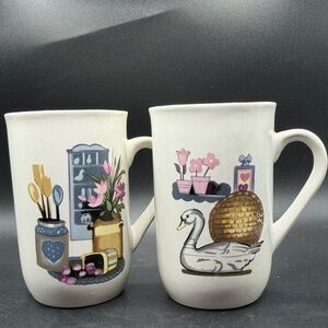1980s VTG Farmhouse Mug set of 2